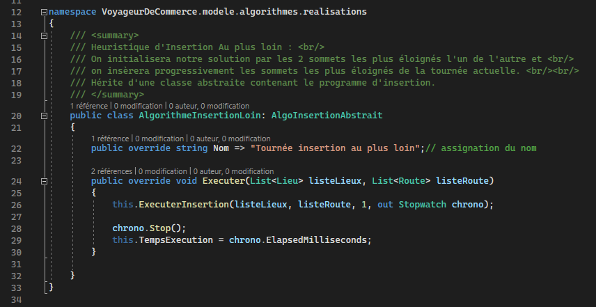 Classe héritée d'algorithme d'insertion